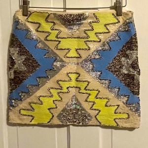 Beaded Pattern Mini Skirt English Rose Small